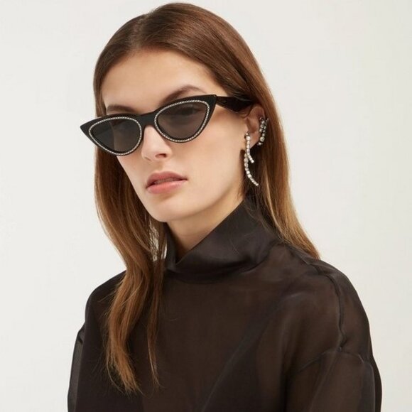 ? NEW Celine Mirrored Embellished Black Cat Eye Sunglasses main image 6